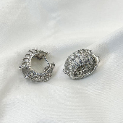 Chunky Hollow Inaild Zircon Earrings