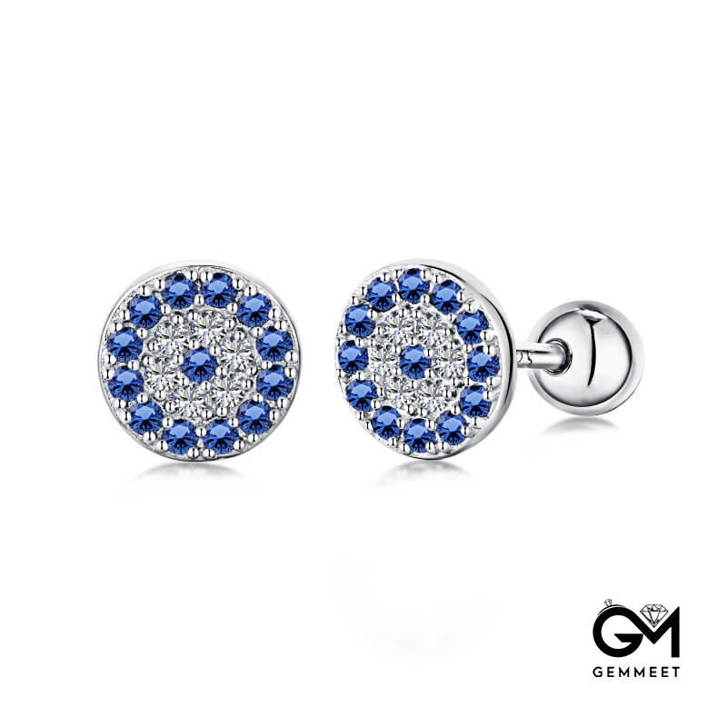 S925 Sterling Silver Screw To Fasten Round Stud Earrings