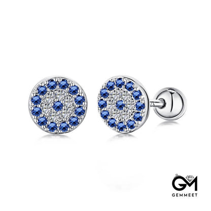 S925 Sterling Silver Screw To Fasten Round Stud Earrings