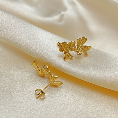 Floral Simple Titanium Steel Stud Earrings