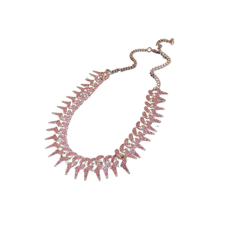 Zircon Nails Side By Side Sweet Cool Wind Necklace