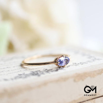 Retro  Purple Zircon Adjustable Lavender Ring