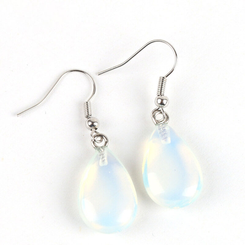 Simple Flat Drop Earrings in Polished Stone