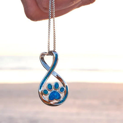 Opal Infinity Love Paw Necklace & Earrings