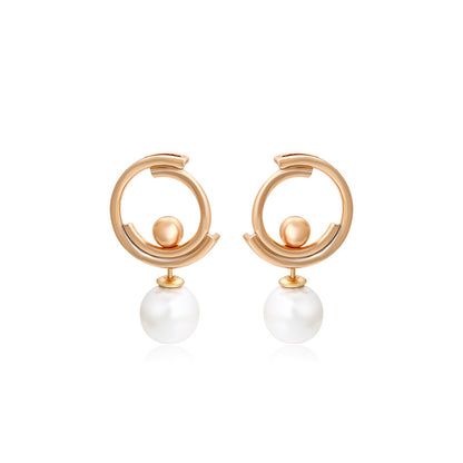 A Pair of Elegant Geometric Imitation Pearl Earrings