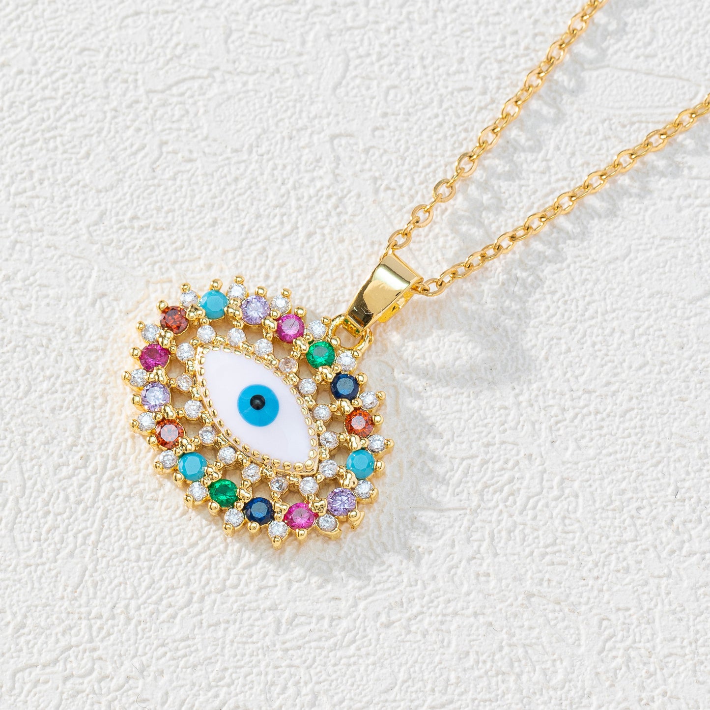 Devil's Eye Zircon Drops Copper Gold Plated Bohemian Necklace