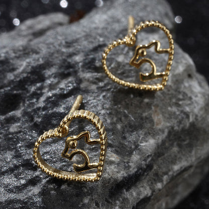 K Gold-plated Hollow Heart Leopard Earrings Necklace Set