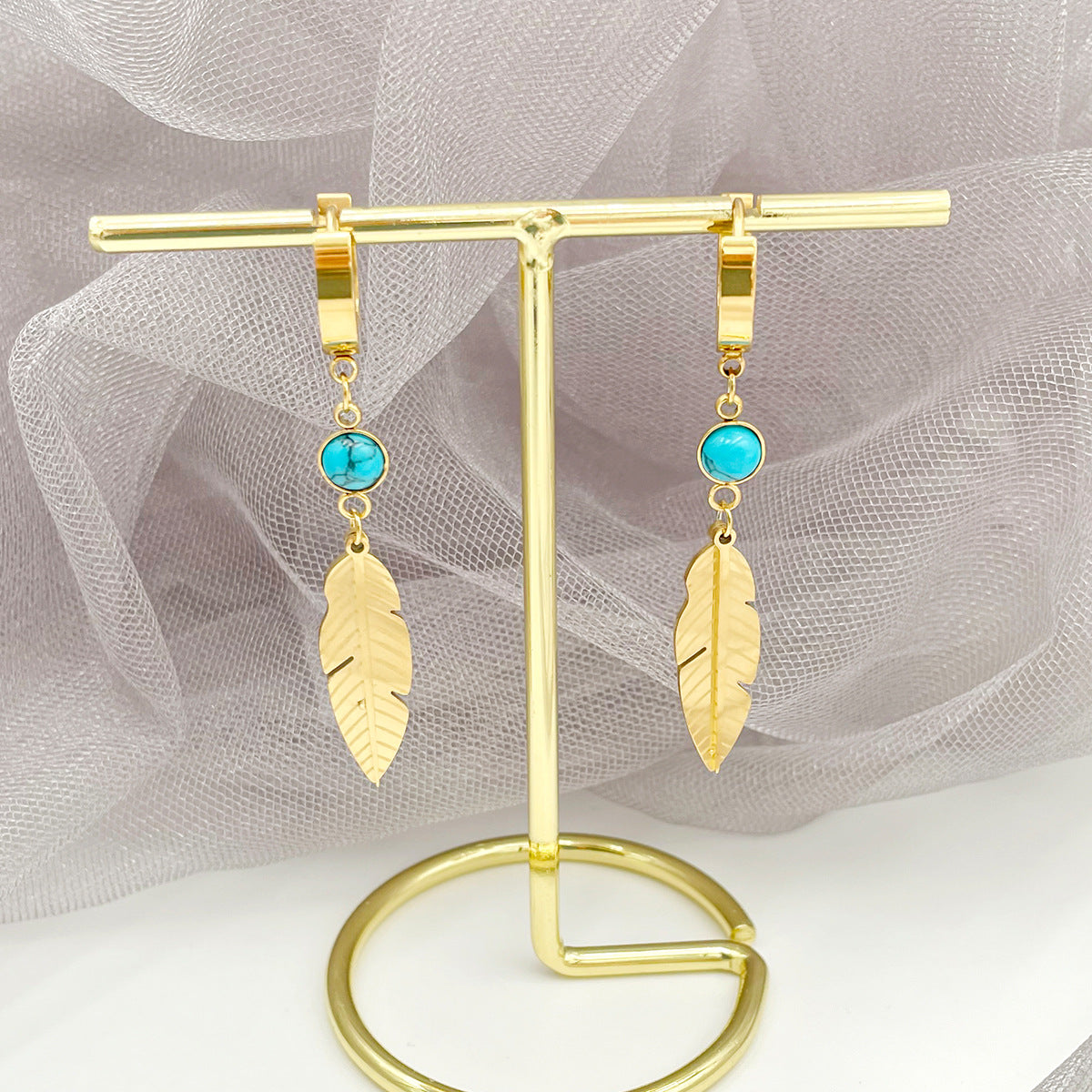 Feather Simple Fashion Trend Design Sense of All Matching Stainless Steel Earrings