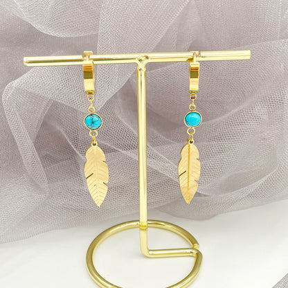 Feather Simple Fashion Trend Design Sense of All Matching Stainless Steel Earrings