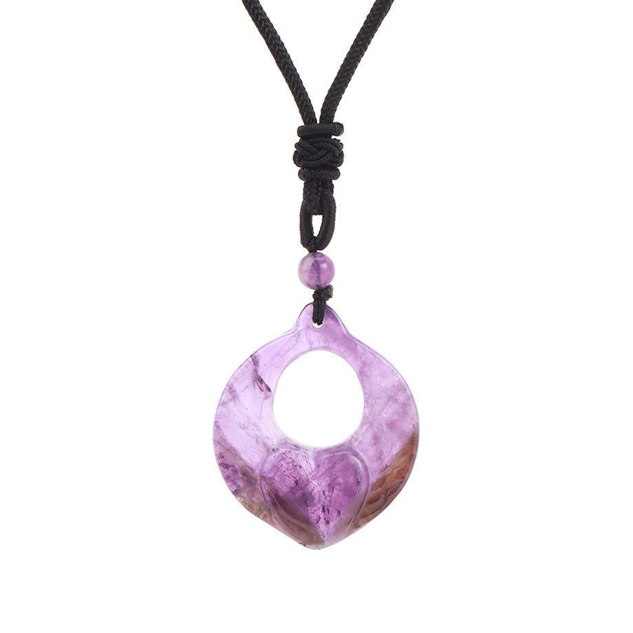 Carved Stone Feather Necklace