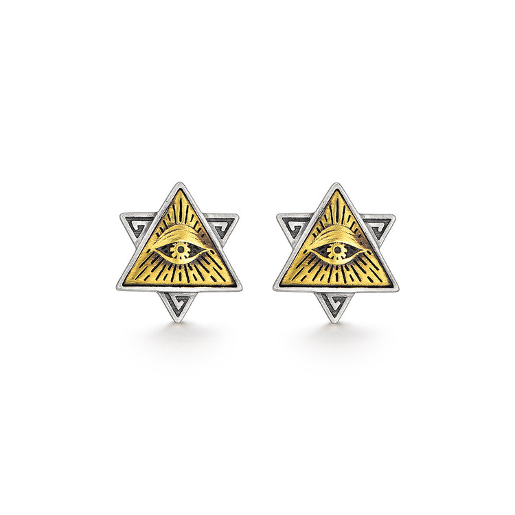 Triangle Eye Of God Sterling Silver Earrings