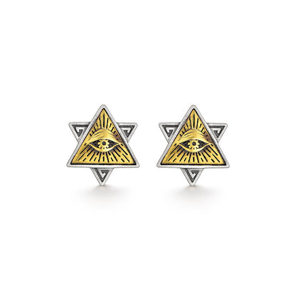 Triangle Eye Of God Sterling Silver Earrings
