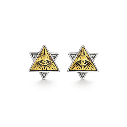 Triangle Eye Of God Sterling Silver Earrings