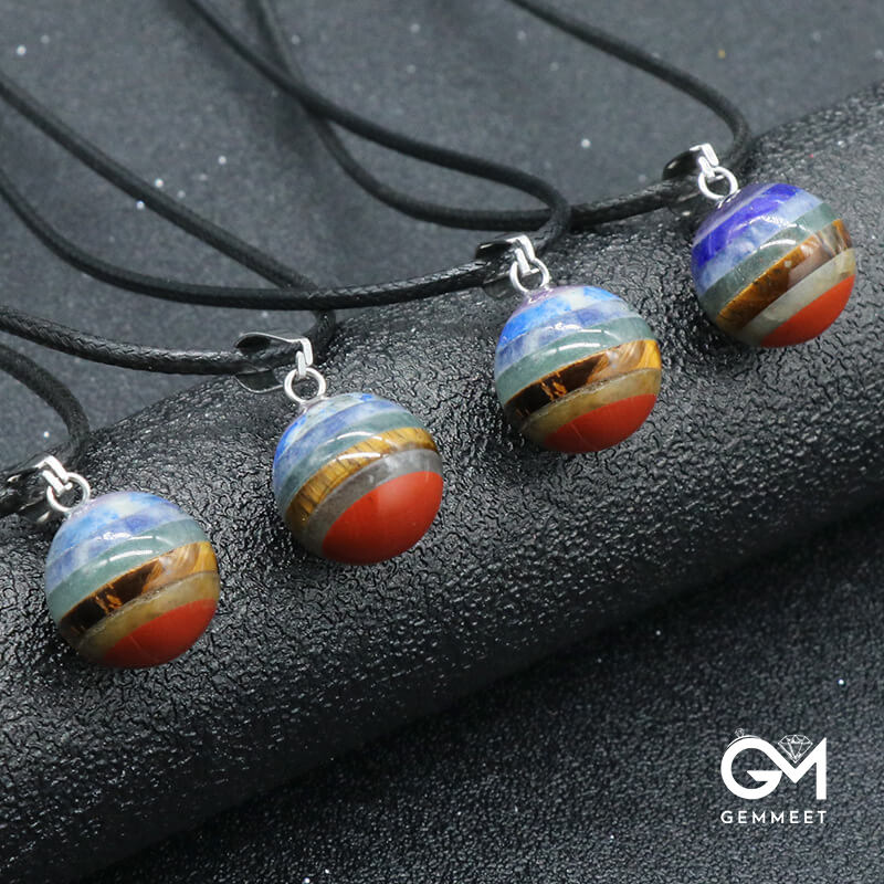 Multicolored Stone Crystal Round Pendant
