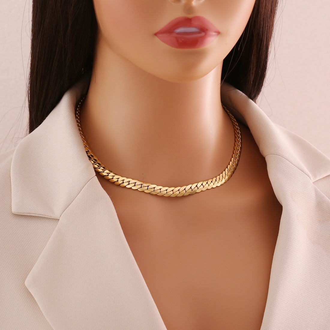 Simple Flat Snake Stainless Steel Necklace