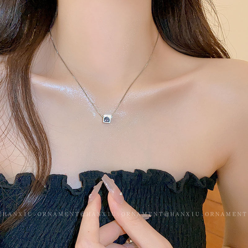 Drop Oil Heart Square Necklace