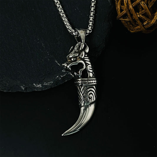 Retro Tiger Teeth Stainless Steel Pendant Necklace