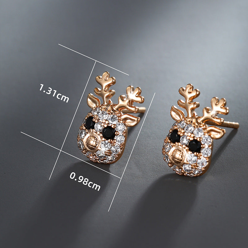 Cute Deer Inlaid Zircon Earrings