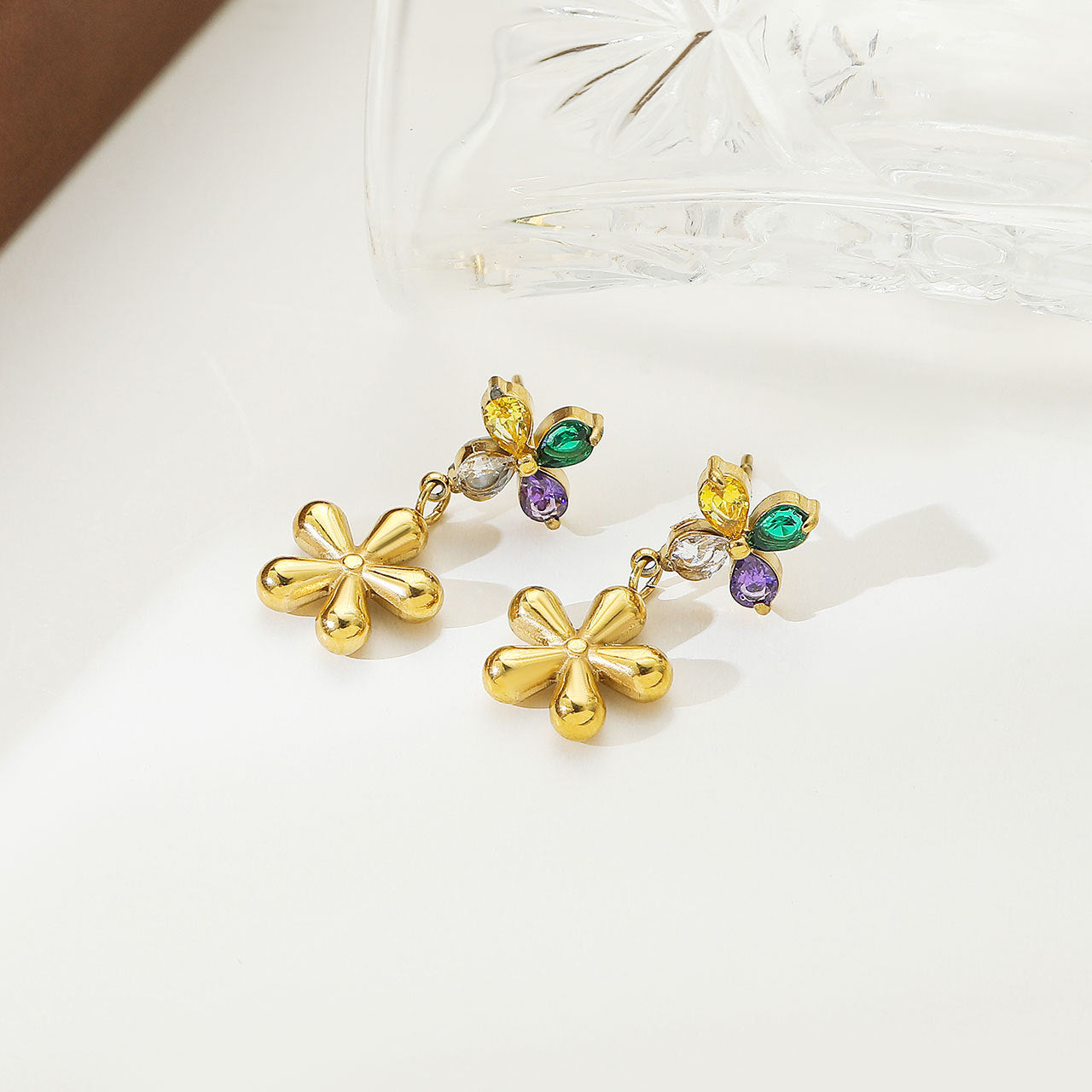 Crystal Zircon Sweet Flower Earrings