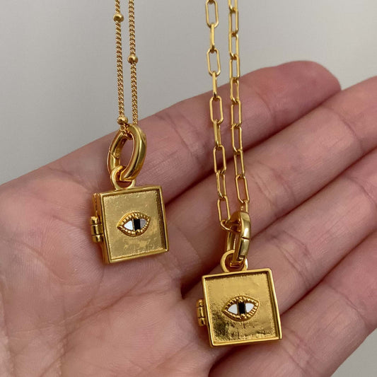 Cute Box Evil Eye Pendant Necklace