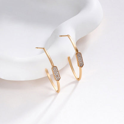 Simple V Letter Fashion Zircon Earrings for Women