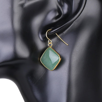 Stone Amethyst Geometric Earrings