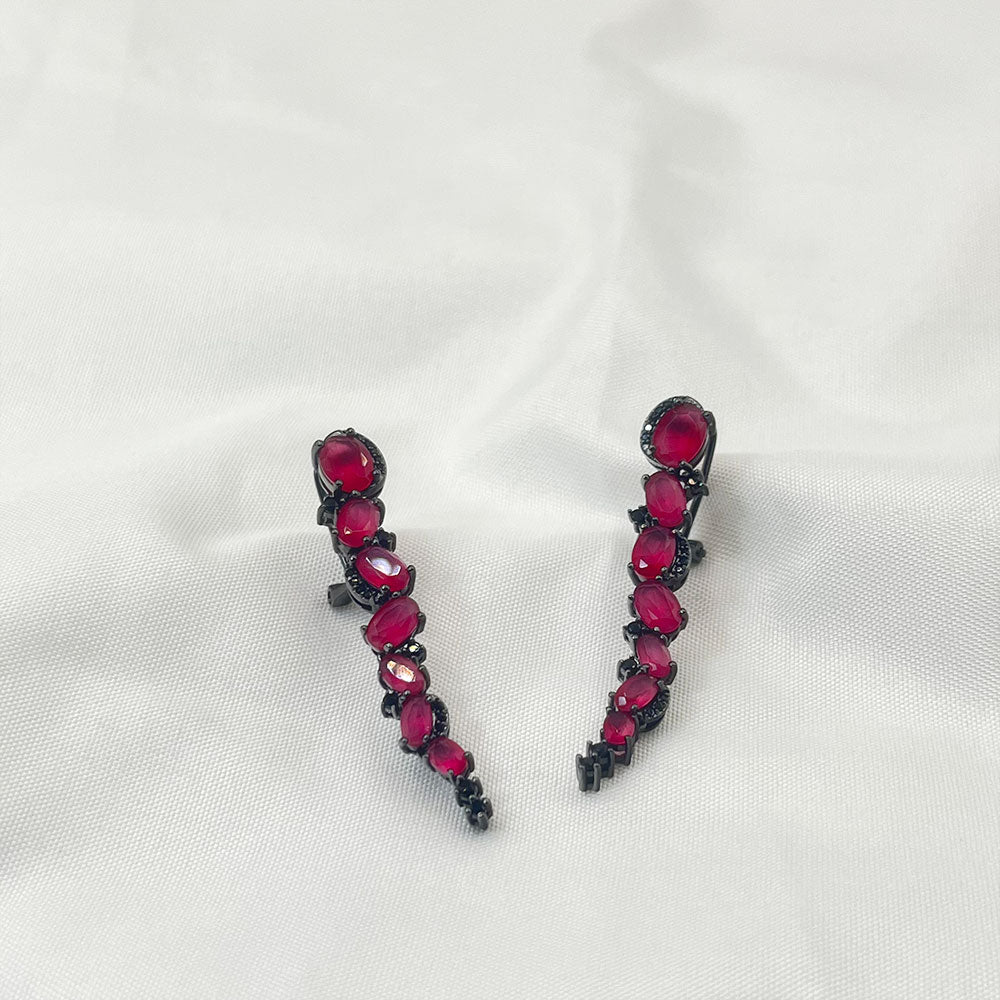 Irregular Oval Shape Pink Zircon Earrings