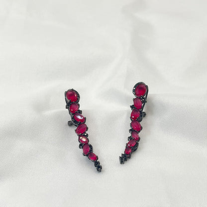 Irregular Oval Shape Pink Zircon Earrings