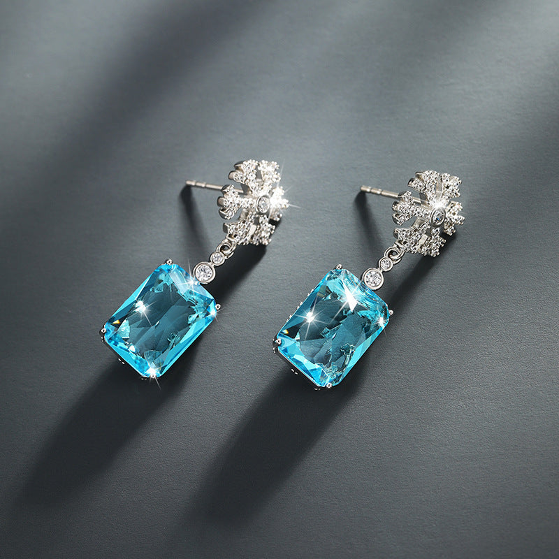 French Square Snowflake Earrings for Women