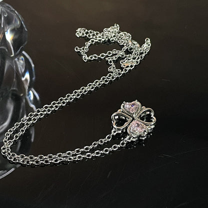 Niche Design Four-leaf Clover Love A Two-wear Necklace