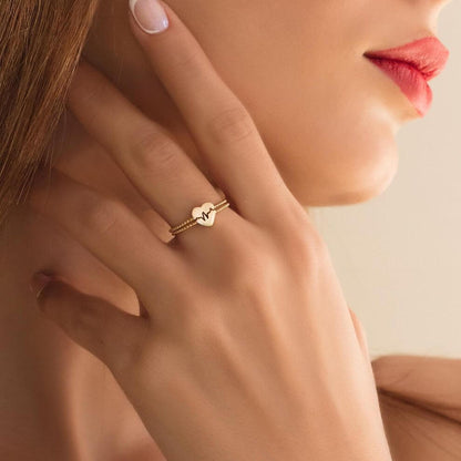 Love Couple Heartbeat Combine Ring