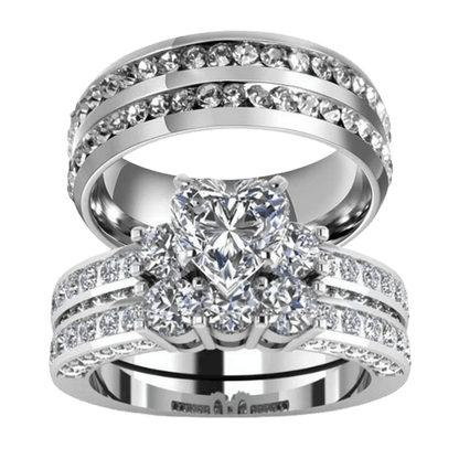 Luxurious Heart Zircon Couple Ring