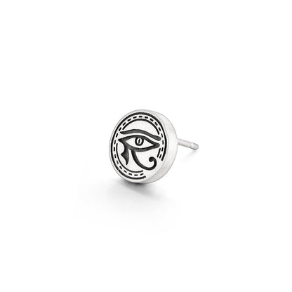 Round Eye Of Horus Sterling Silver Stud Earrings