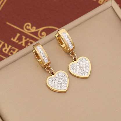 Temperament Stainless Steel Zircon Earrings