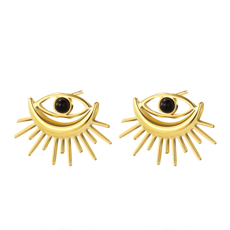 Devil's Eye Titanium Steel Gold-plated Earrings