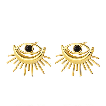 Devil's Eye Titanium Steel Gold-plated Earrings