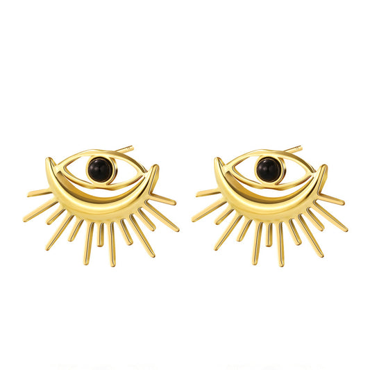 Devil's Eye Titanium Steel Gold-plated Earrings