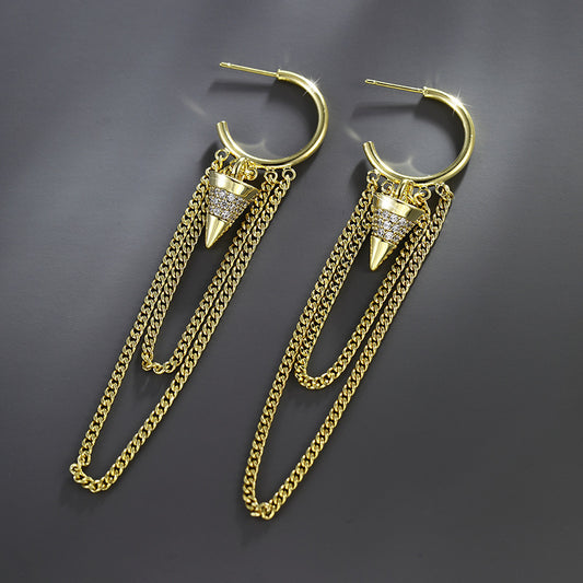 Three-dimensional Tapered Tassel Earrings with High-end Feel