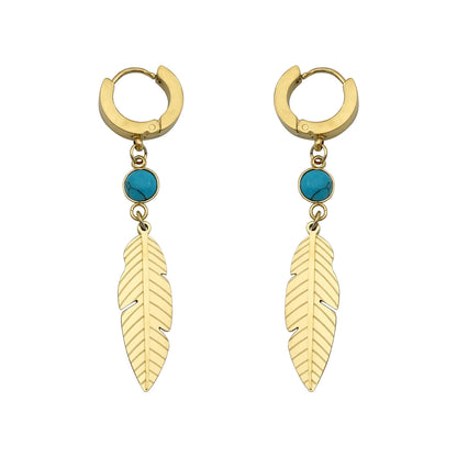 Feather Simple Fashion Trend Design Sense of All Matching Stainless Steel Earrings