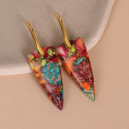 Diamond Shaped Simple Flower Color Earrings