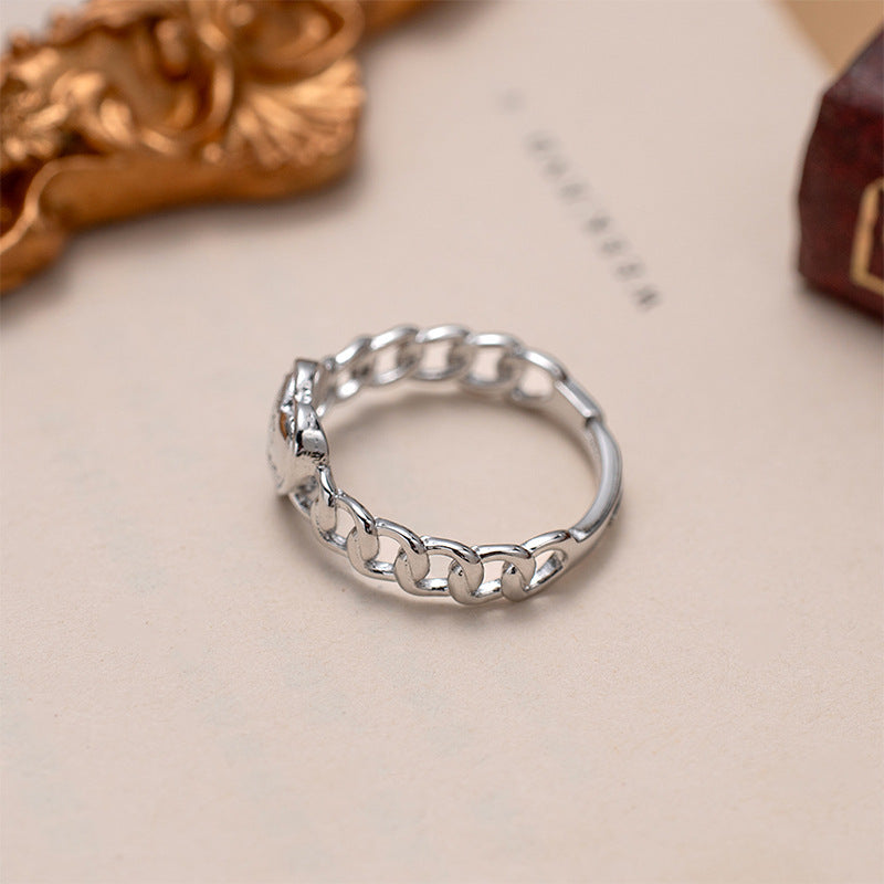 Heart Letter Chain Ring