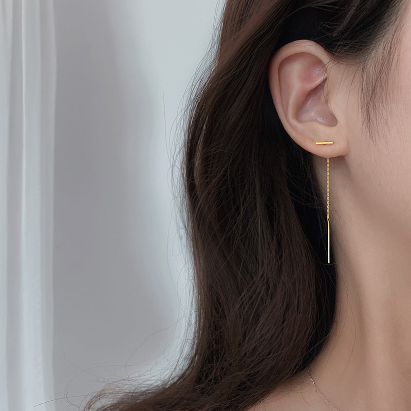 Personality Word Simple Temperament Long Tassel Earrings