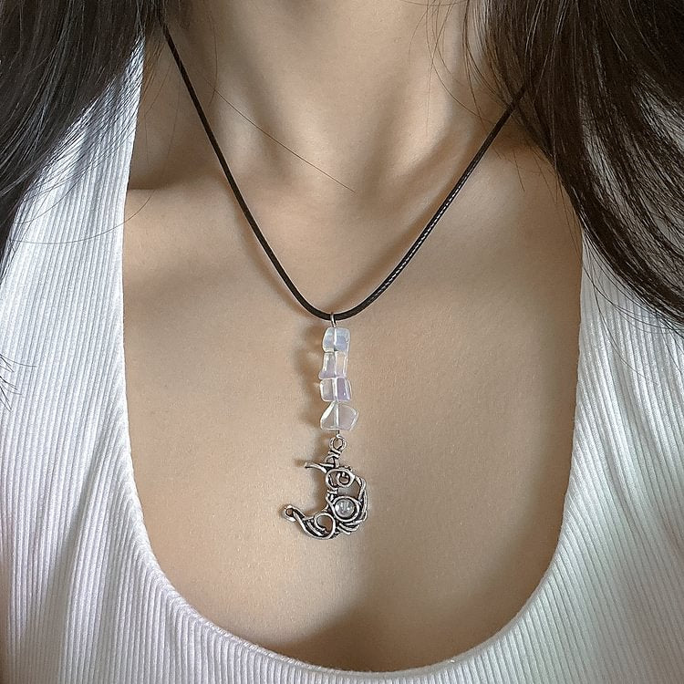 Butterfly Tassel Leather Wax Thread Necklace