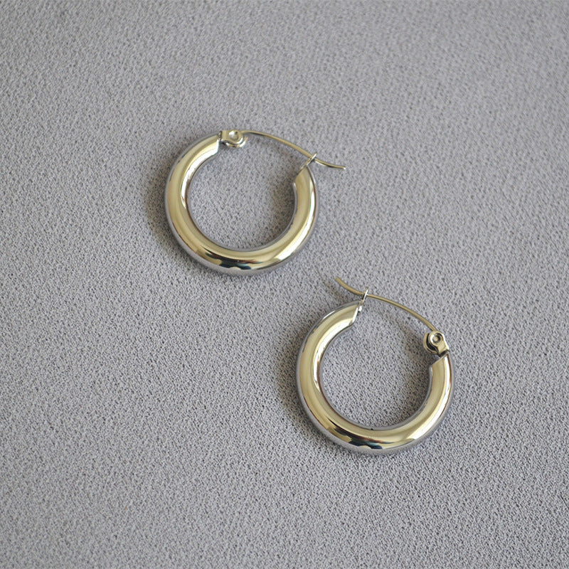 Metal style simple fashion exquisite pure copper small thick earrings