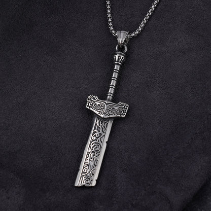 Broken Knife And Sword Shape Stainless Steel Pendant Necklace