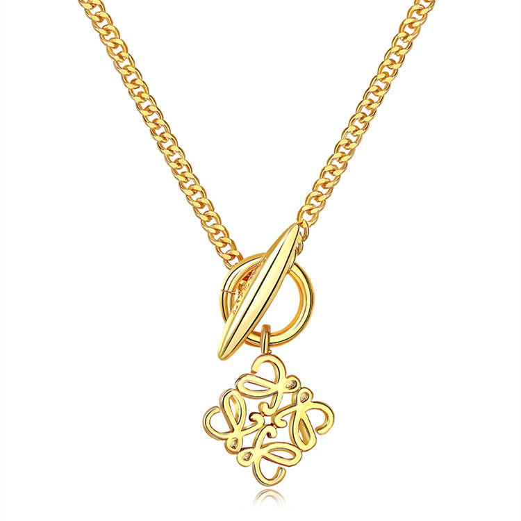 Fasteners Titanium Steel Gold and Silver Two-color Necklace