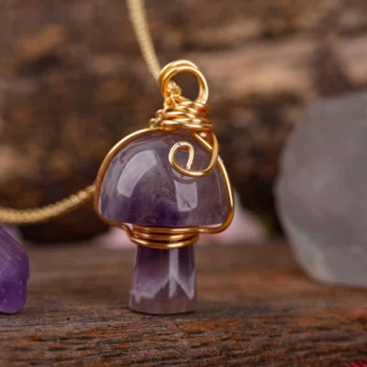 Crystal Lucky Mushroom Necklace