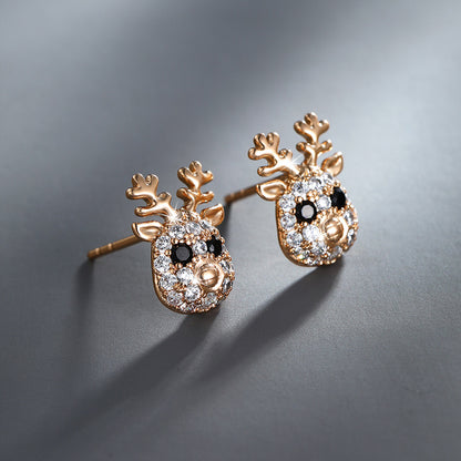Cute Deer Inlaid Zircon Earrings
