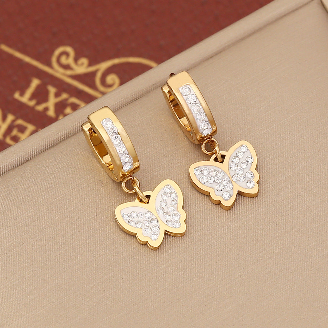 Temperament Stainless Steel Zircon Earrings