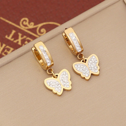 Temperament Stainless Steel Zircon Earrings